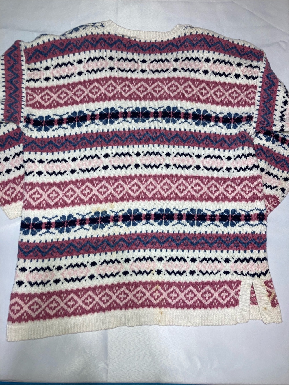 Vintage Paris Sport Club V-Neck Sweater - Pink, Navy & Cream - Picture 9 of 10